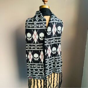 Harley Davidson Willie G. skull Faire Isle Scarf with Fringes